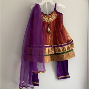 Baby girl salwar kameez purple kurta with dopatta